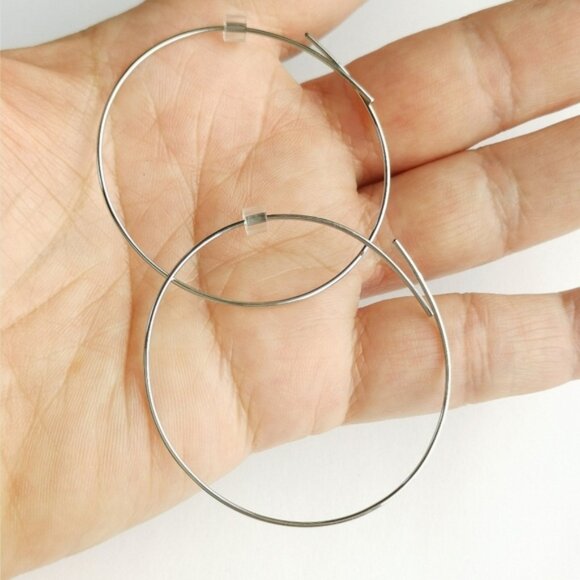 NEW sterling silver fine hoop earrings - Picture 3 of 10